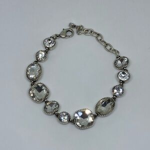 Silver Tone Crystal Link Bracelet Clear Rhinestones Fashion Jewelry NWOT
